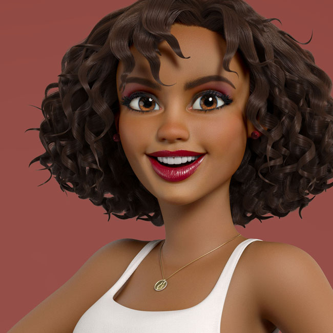 mascote 3D personagem feminina