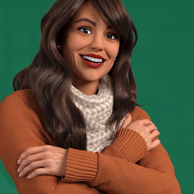 mascote 3D personagem feminina