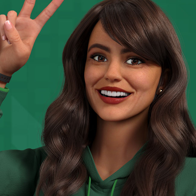 mascote 3D personagem feminina